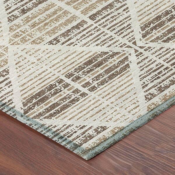 Chantille Machine Washable Indoor/Outdoor Abstract ACN2672 Pearl 8 ft. x 8 ft. Round Rug