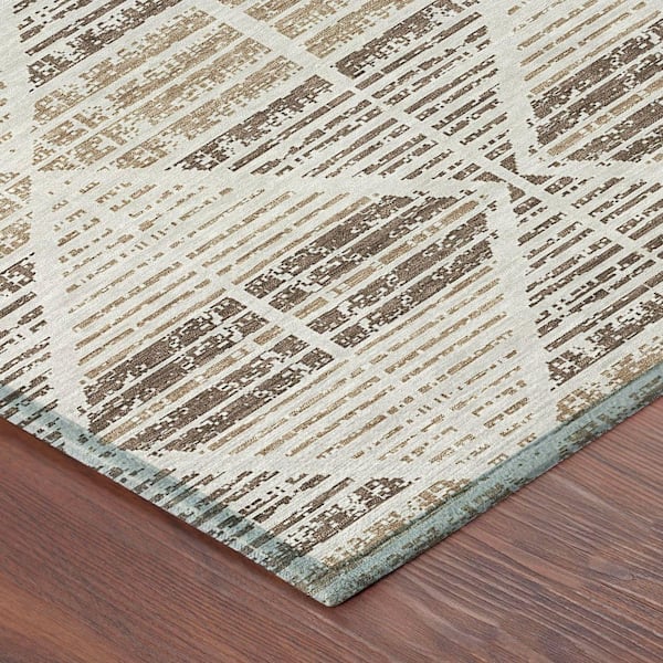 Chantille Machine Washable Indoor/Outdoor Abstract ACN2672 Pearl 8 ft. x 10 ft. Area Rug