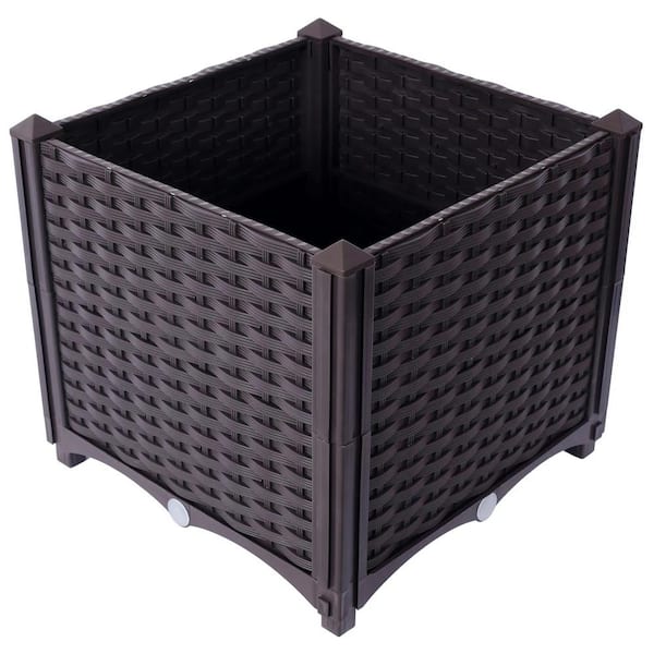 Cubilan Brown Deep Raised Garden Bed Plastic Planter Box , 14. 7 in. HK Fittings Raised Beds