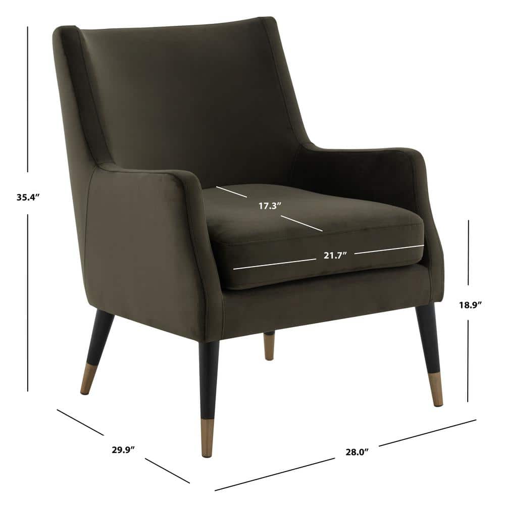Black Velvet Transitional Arm Chair with Wood Legs