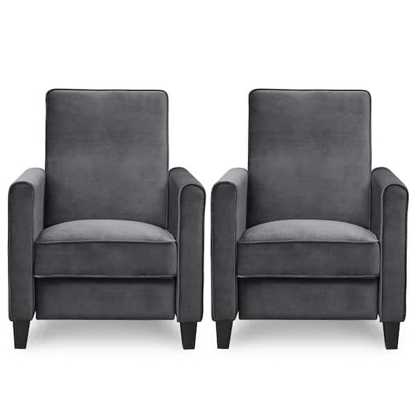 MAYKOOSH Pushback Recliner Chairs or Small Spaces with Adjustable Footrest Gray/Microfiber