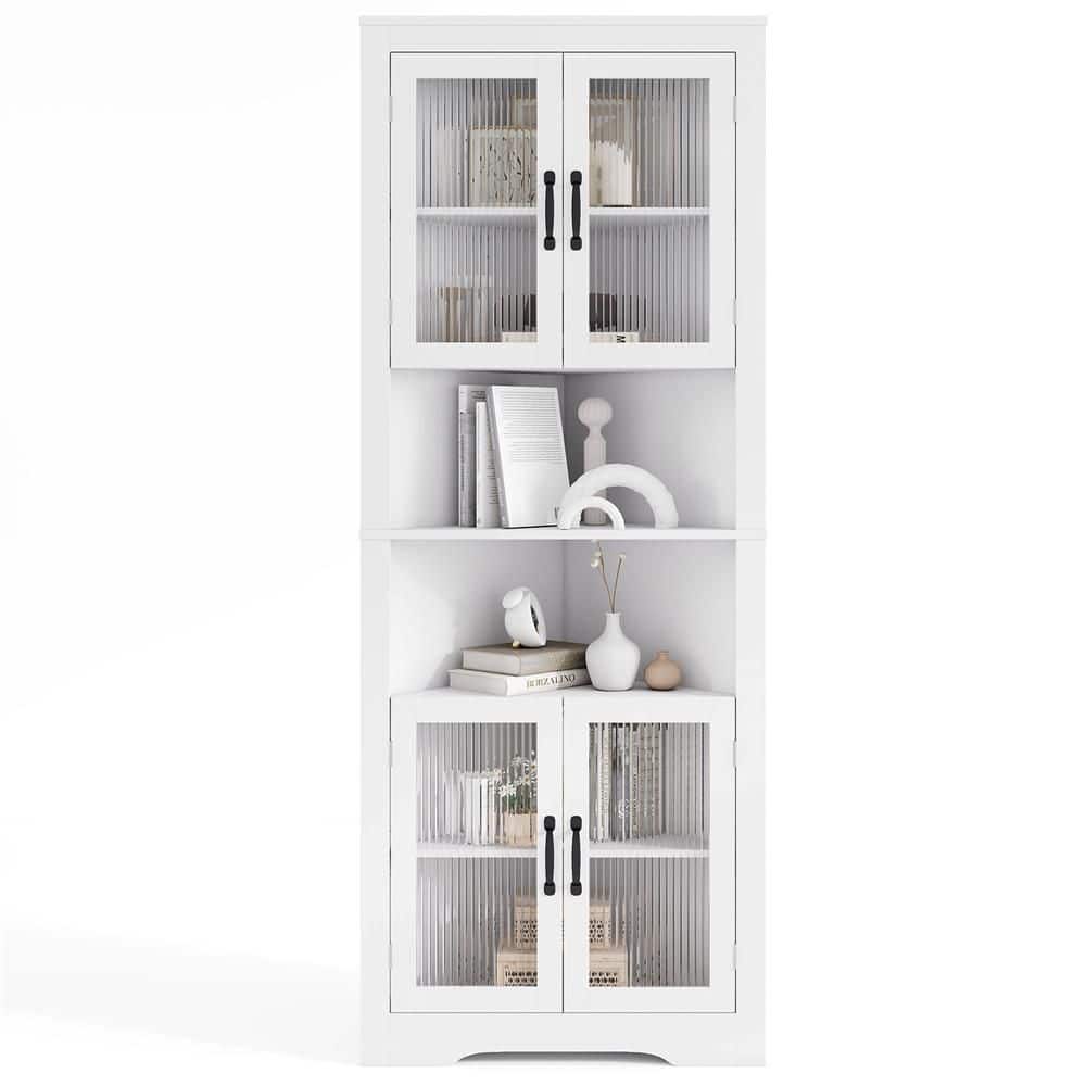 【vani】キャビネット HONEY JOY 67 in. Tall Corner Cabinet Space-saving Triangular