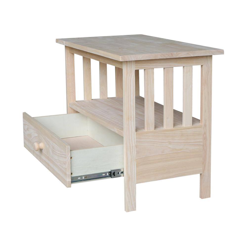 Unfinished Solid Parawood Mission TV Stand with Drawer