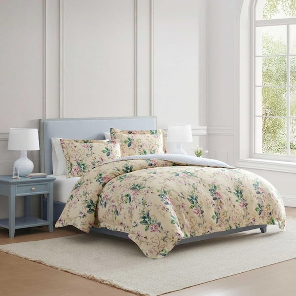 MARTHA STEWART Songbird 2-Piece Yellow/Pink Cotton Sateen Twin