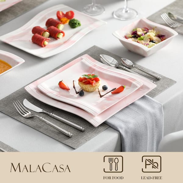 MALACASA-vajilla completa de platos de porcelana Flora, 26 piezas