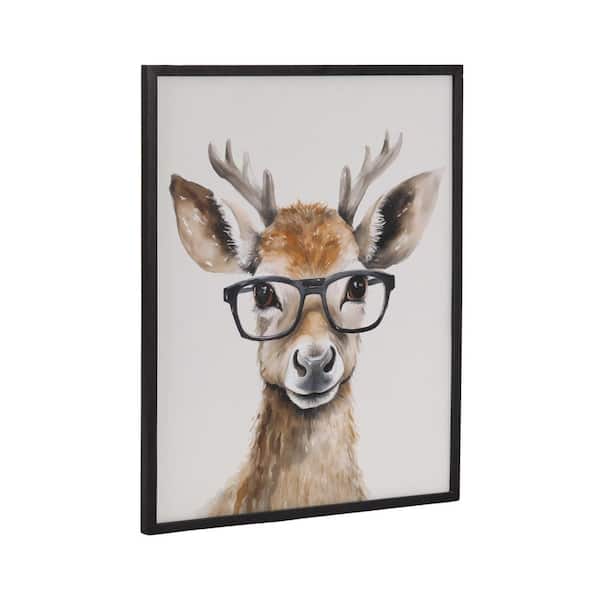 Kate and Laurel Gallery Cute Deer Wearing Glasses by the Creative Bunch Studio Black Framed Art Print 16 in. x 20 in.