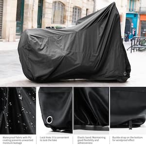 Adult Tricycle Trike Cover 75 in. L x 30 in. W x 44 in. H with Lock Hole Storage Bag, Bicycle Storage Cover, Black