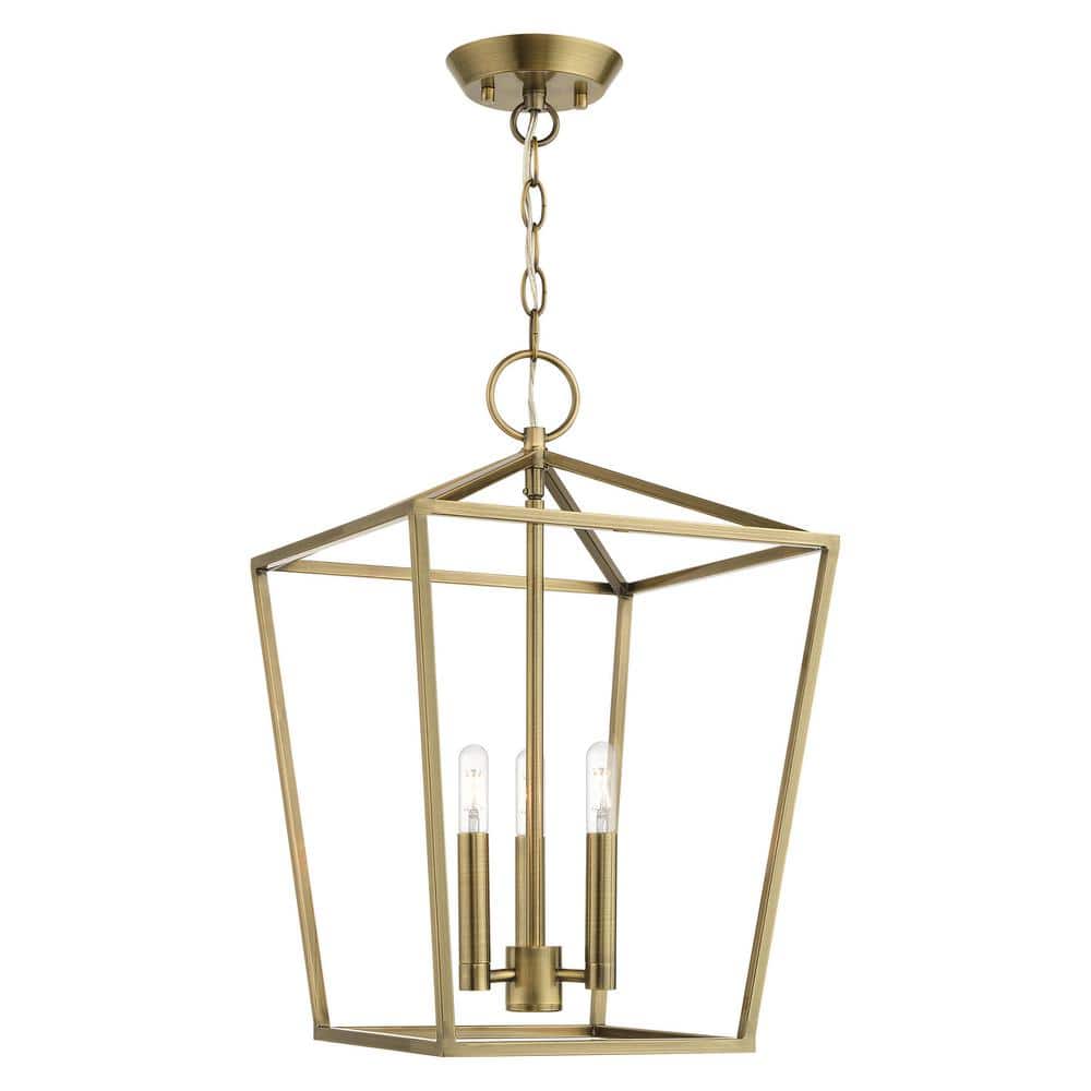 Antique Brass 3-Light Indoor/Outdoor Crystal Pendant