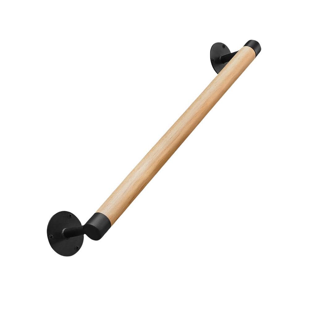 2 ft. Wood Modern Stair Hand Railing, Banister Railing with Black Sturdy Metal Brackets for Elderly Kids price history on PriceWatchPro