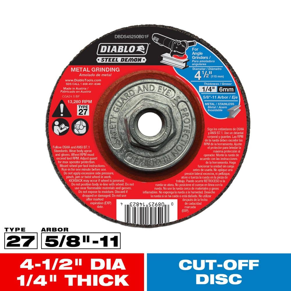 DIABLO Steel Demon 4-1/2 in. x 1/4 in. x 5/8 in.-11 Metal DC
