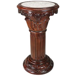 Imperia Marble-Inlaid 16 in. Brown Standard Round Top Marble Column