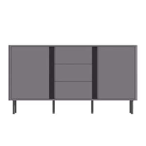 Gray Wood 29.5 in. H Accent Cabinet Office Storage Cabinet Cupboard with Shelves, Pop-Up Design, Curved Edge