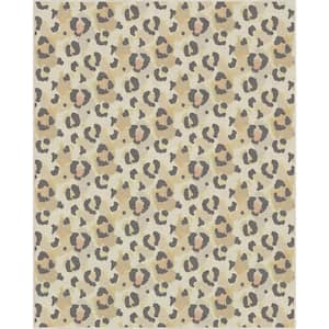 Beige 7 ft. 10 in. x 9 ft. 10 in. Animal Prints Leopard Contemporary Pattern Area Rug