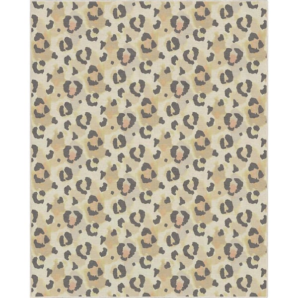 Well Woven Beige 7 ft. 10 in. x 9 ft. 10 in. Animal Prints Leopard Contemporary Pattern Area Rug
