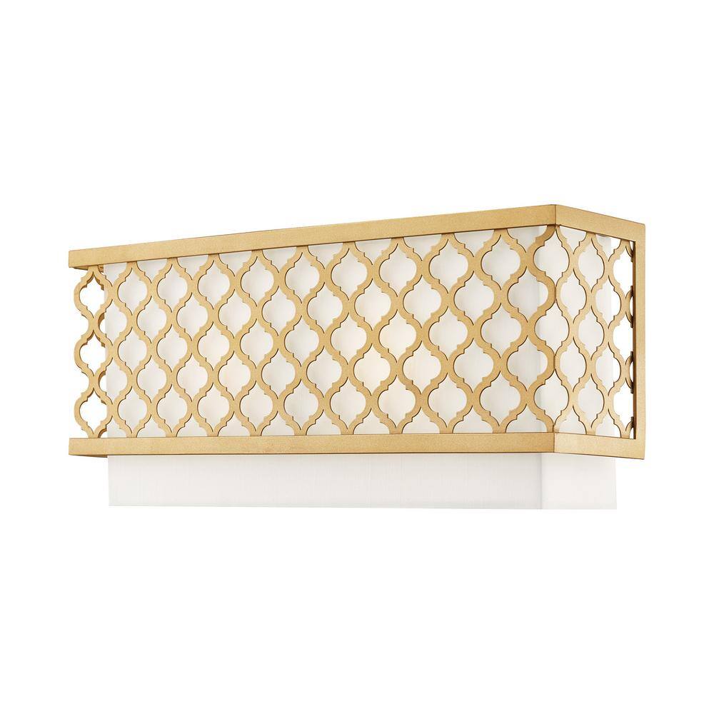 Soft Gold Steel Rectangle Wall Sconce with Fabric Shade