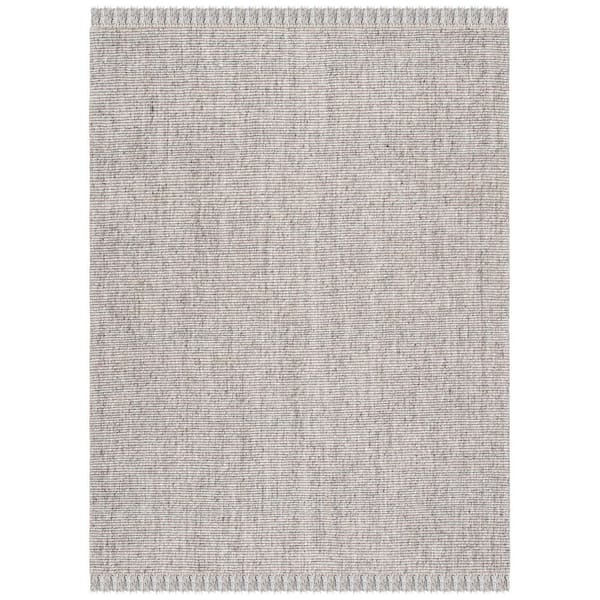 Natural Fiber 10 ft. x 14 ft. Gray/Natural Solid Color Area Rug