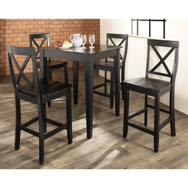 Black Pub Dining Set With X Back Stools, Black Bar Height Dining Chairs