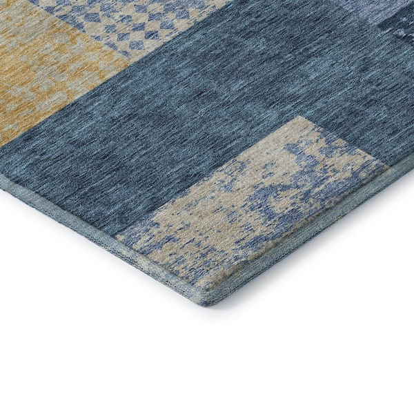 Mayfield Premium Machine Washable Abstract AMF941 Denim 3 ft. x 4 ft. Area Rug