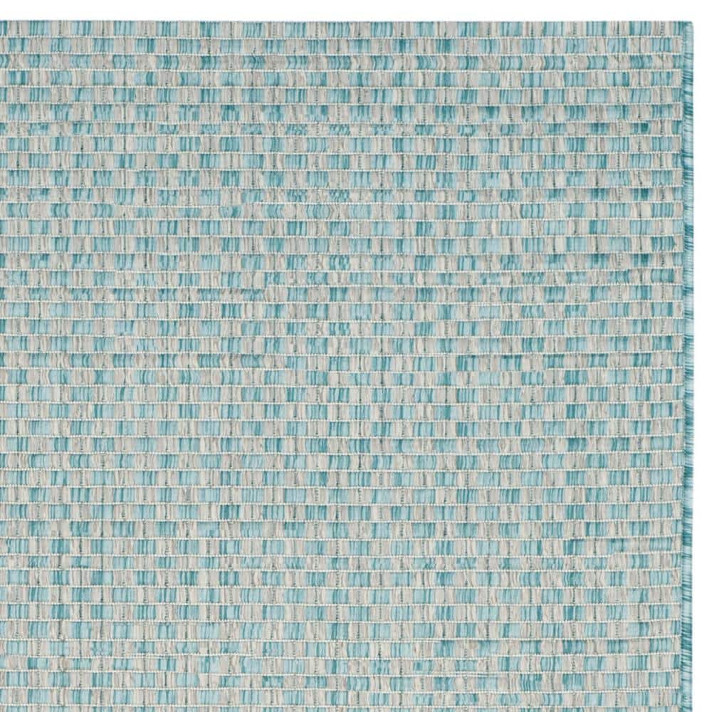 Light Blue and Grey Rectangular Synthetic Outdoor Area Rug