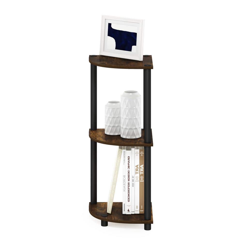 Amber Pine and Black 3-Tier Corner Shelf