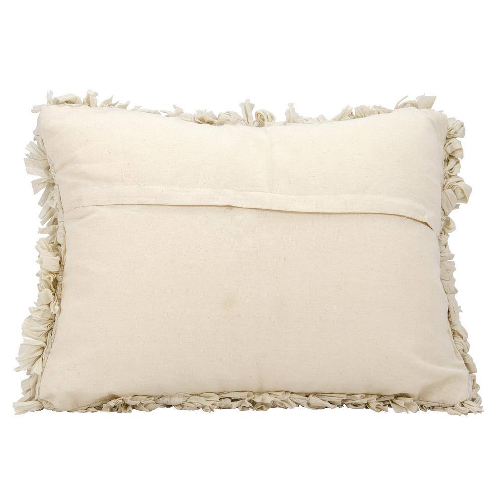 Beige Polyester Cotton Loop Shag Throw Pillow 14" x 20"