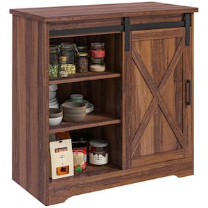 Brown 35.25 in. H Storage Cabinet with Adjustable Shelves