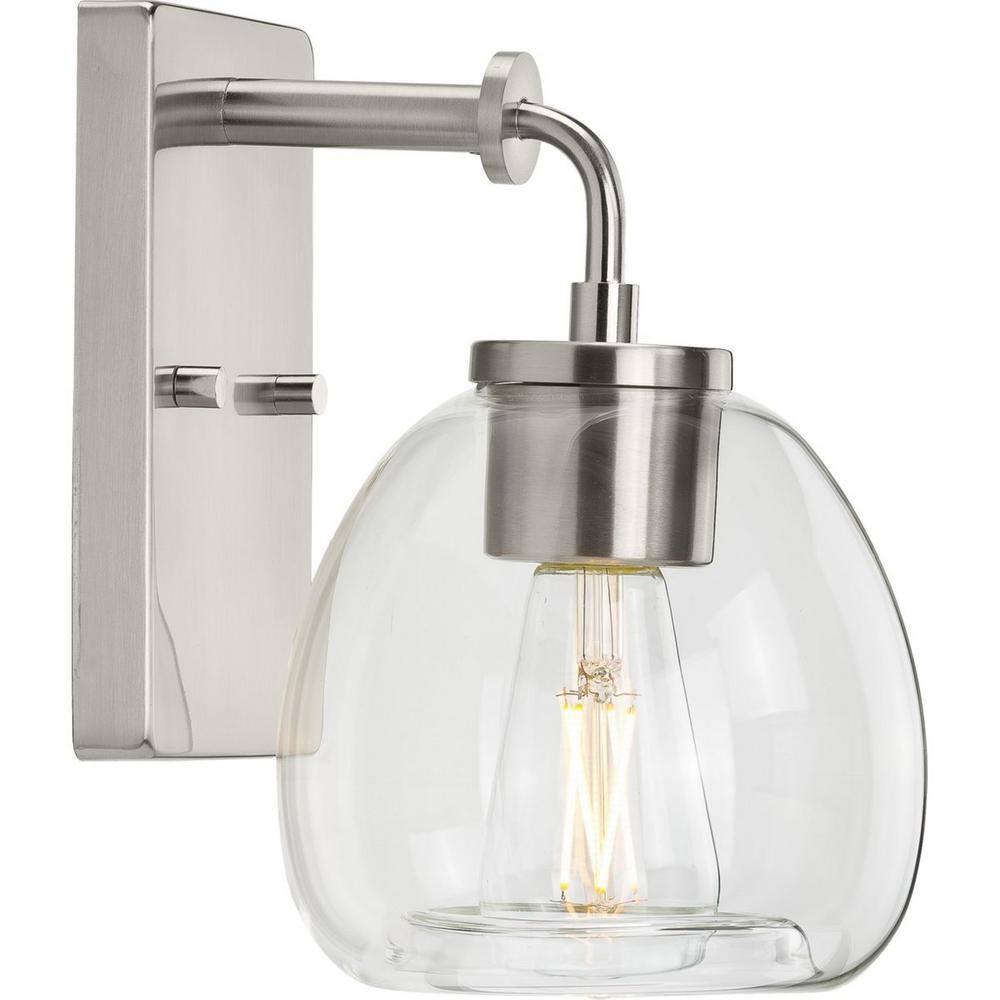 Brushed Nickel 6" Dimmable Vanity Light with Clear Glass Shade