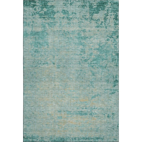 Mayfield Premium Machine Washable Abstract AMF1901 Teal 10 ft. x 14 ft. Area Rug