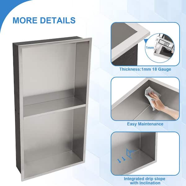 Lordear 25 x 13 Shower Niche Stainless Steel Bathroom Niche