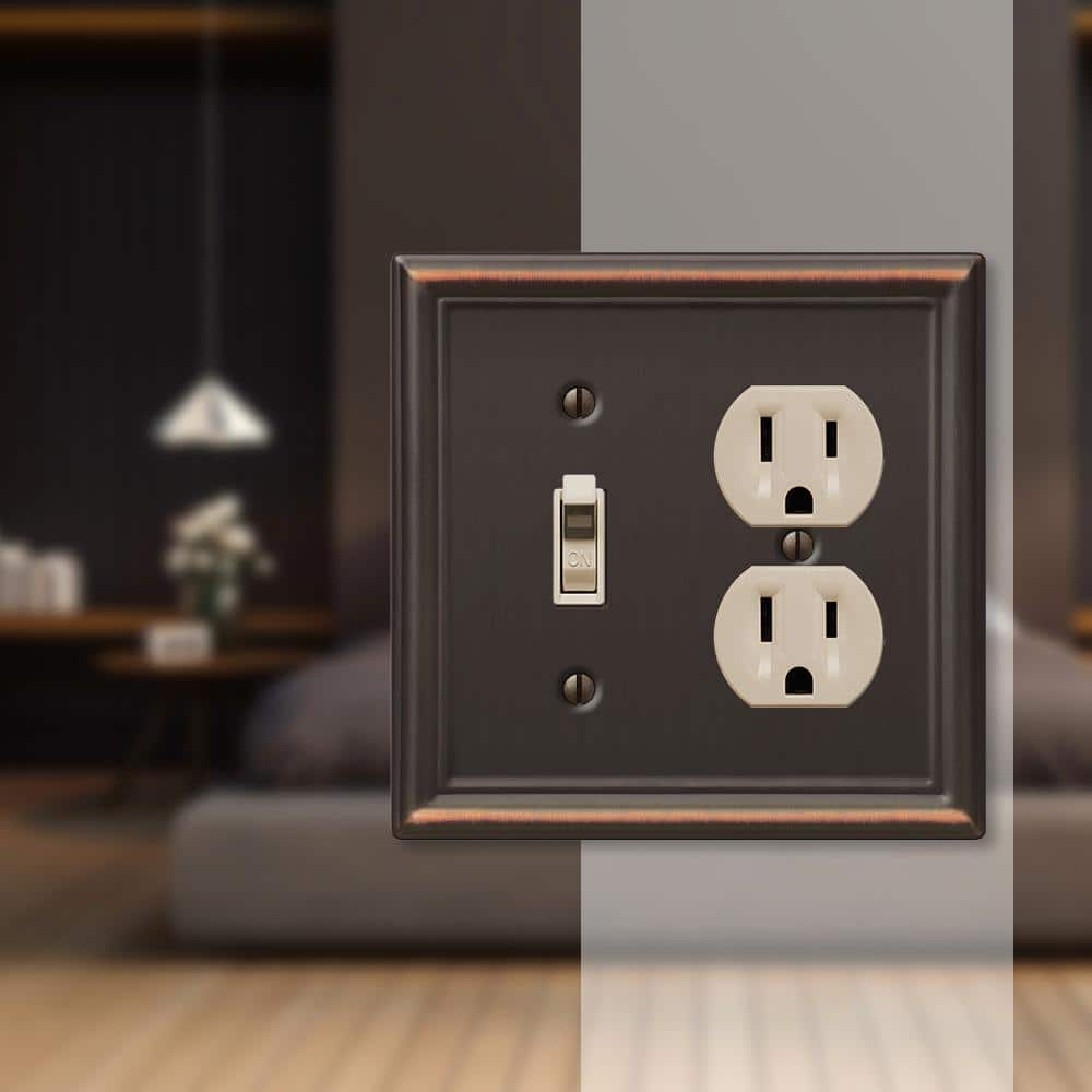 Aged Bronze Single Toggle and Duplex Steel Wallplate