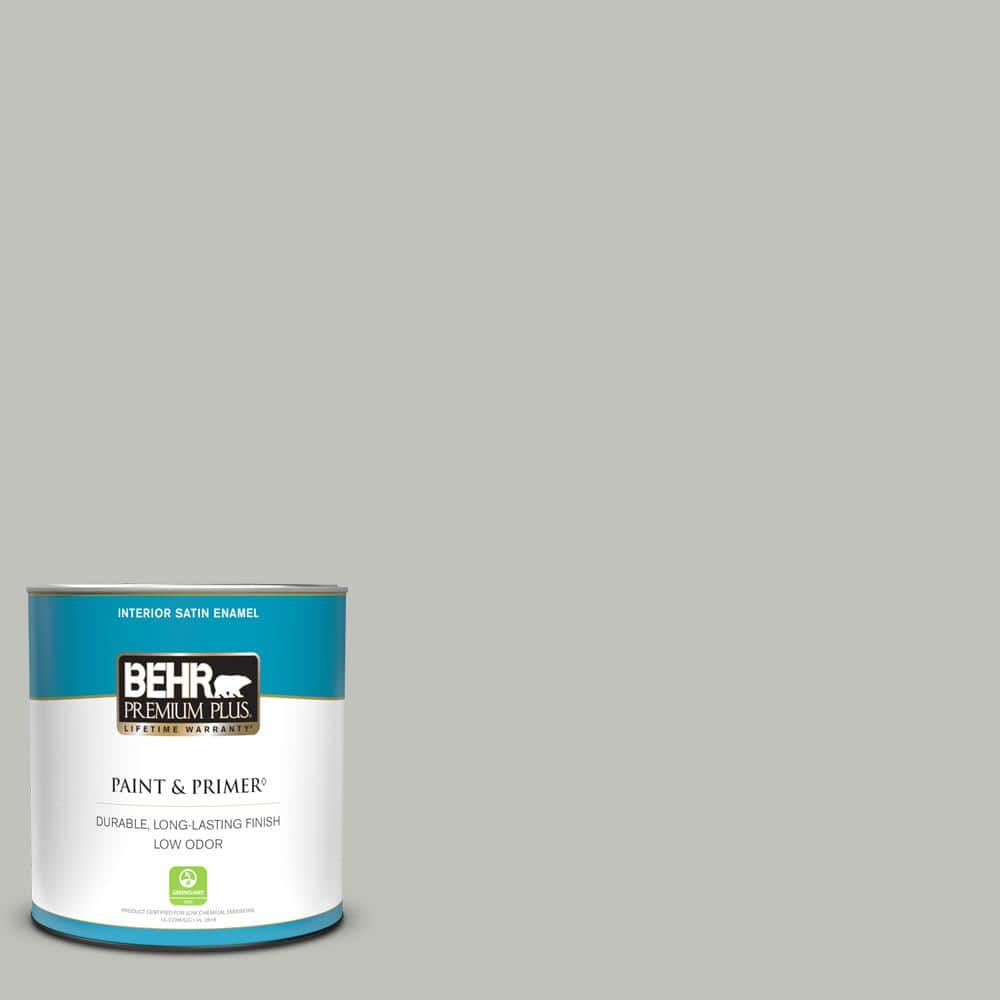 BEHR PREMIUM PLUS 1 qt. QE50 Gull Gray Satin Enamel Low Odor Interior