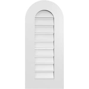 14 in. x 32 in. Round Top Surface Mount PVC Gable Vent: Functional with Standard Frame