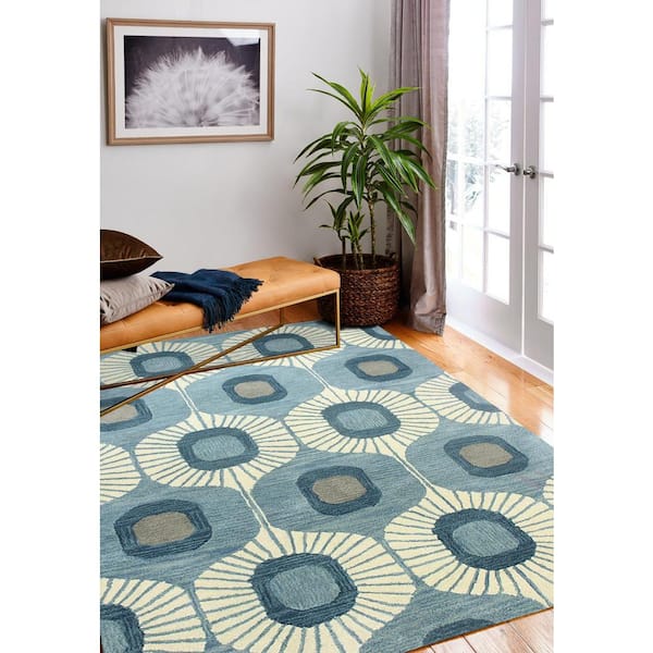 Chelsea Lt. Blue 5 ft. x 8 ft. (5' x 7'6") Geometric Contemporary Area Rug
