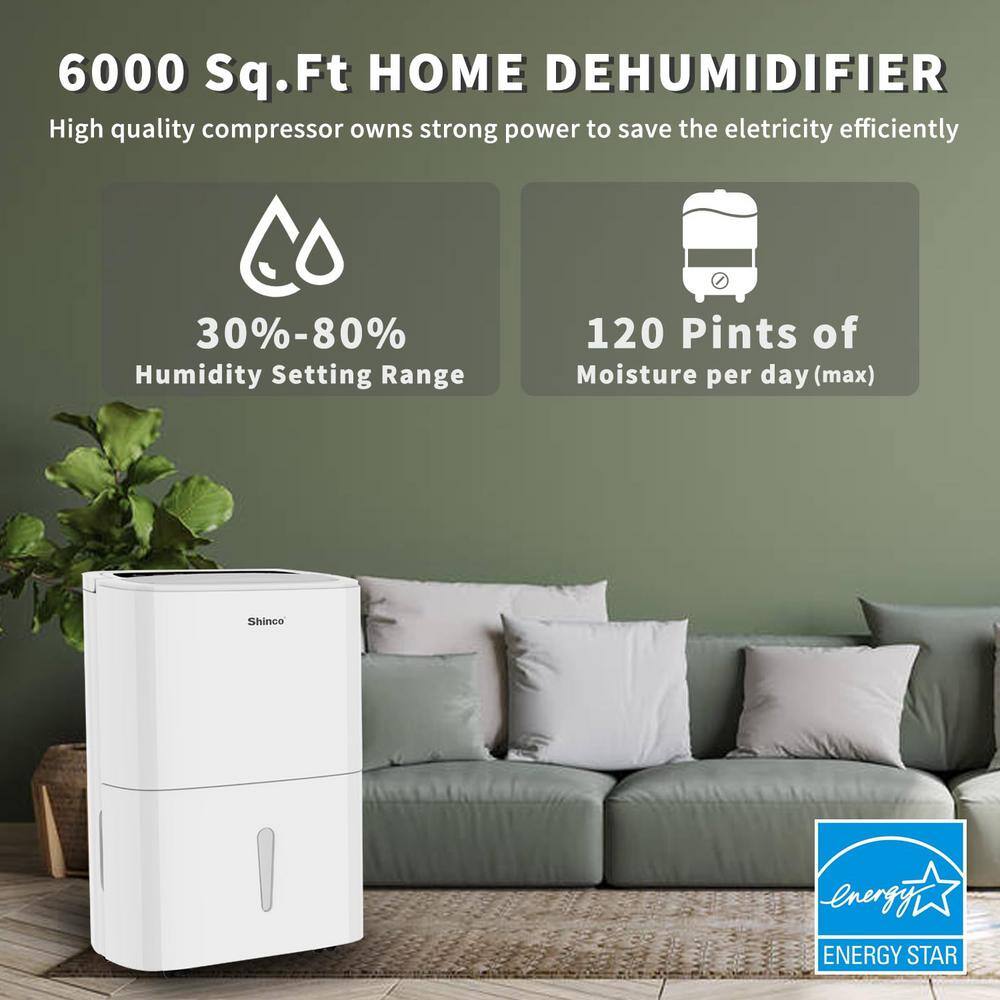 Shinco 6000 Sq. Ft. White Energy Star Dehumidifier with Touch Control