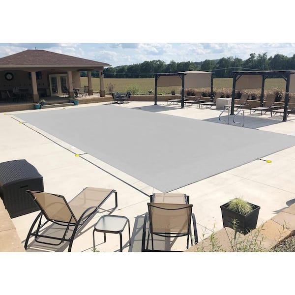 16 ft. x 36 ft. Rectangular Light Gray in Ground Pool Safety Cover with Adjustable Strap