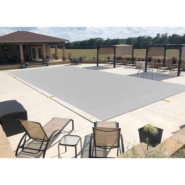 18 ft. x 40 ft. Rectangular Light Gray in Ground Pool Safety Cover with Adjustable Strap