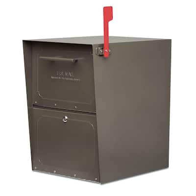 Oasis Post-Mount or Column-Mount Locking Mailbox in Graphite Bronze with Outgoing Mail Indicator