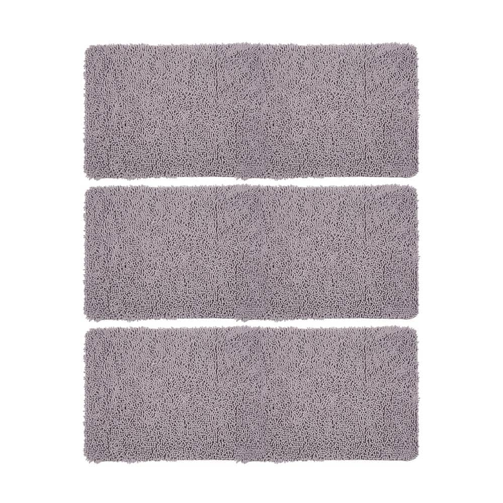 Shag Memory Foam Bathmat - 58-Inch by 24-Inch Runner with Non-Slip Backing  - Absorbent High-Pile Chenille Bathroom Rug by Lavish Home (Gray)