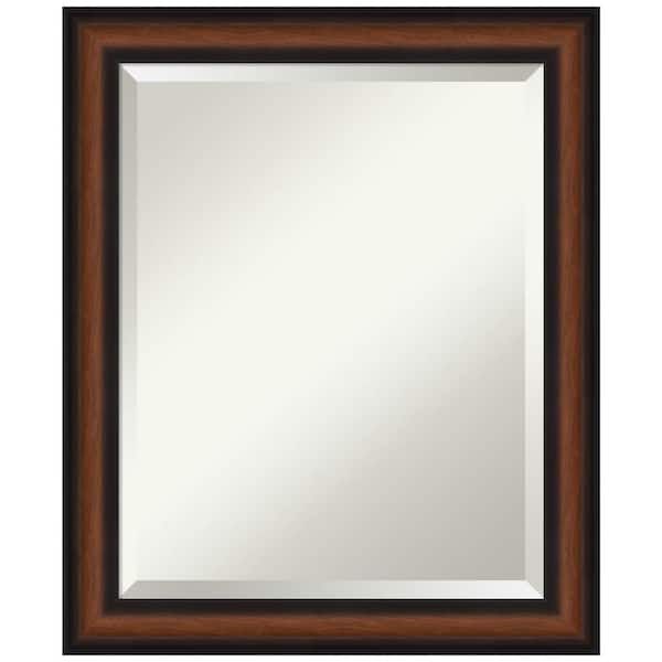 Amanti Art Medium Rectangle Walnut Cherry Beveled Glass Classic Mirror (23.5 in. H x 19.5 in. W)