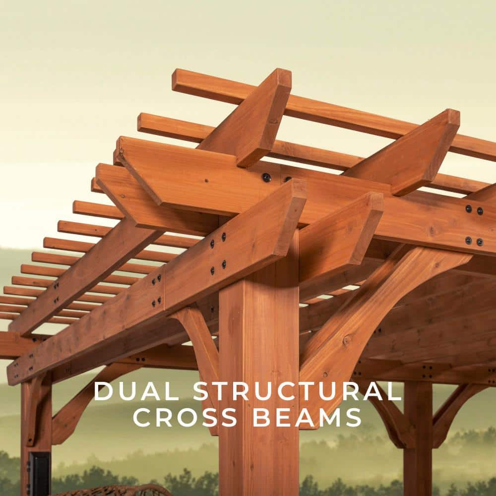 Beaumont 24' x 12' Cedar Wood Patio Pergola with Trellis Roof