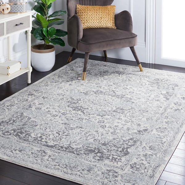 Tulum 9 ft. x 12 ft. Ivory/Gray Distressed Abstract Floral Area Rug