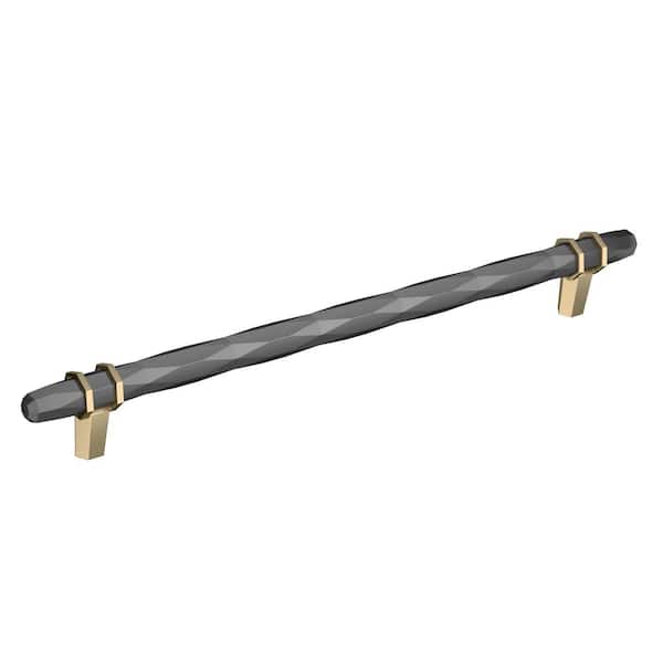 London 10-1/16 in. (256mm) Modern Black Chrome/Golden Champagne Bar Cabinet Pull