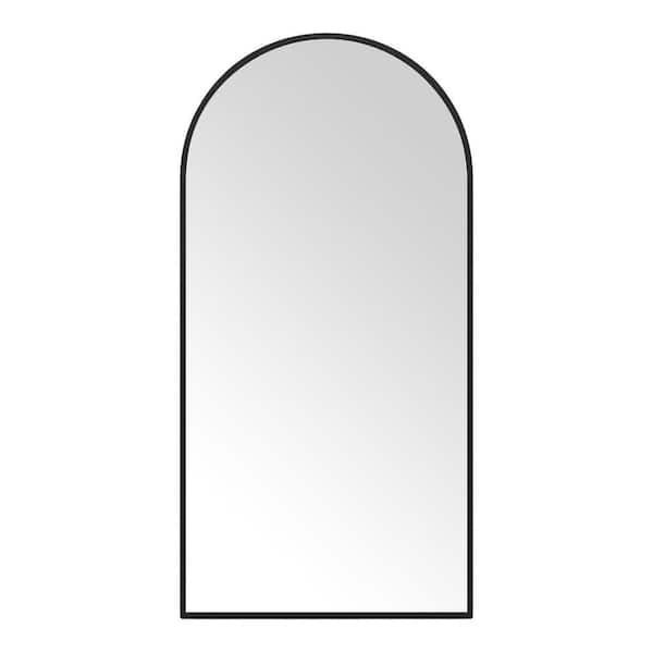 20 in. W x 40 in. H Modern Arched Metal Framed Wall Mounted Bathroom Vanity Mirror in Black