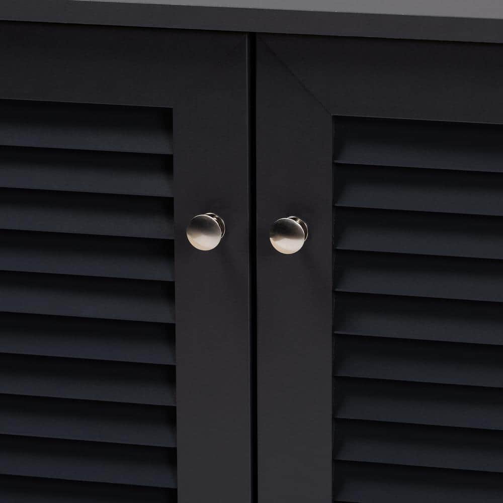 Espresso Wood 3-Door Shoe Storage Cabinet