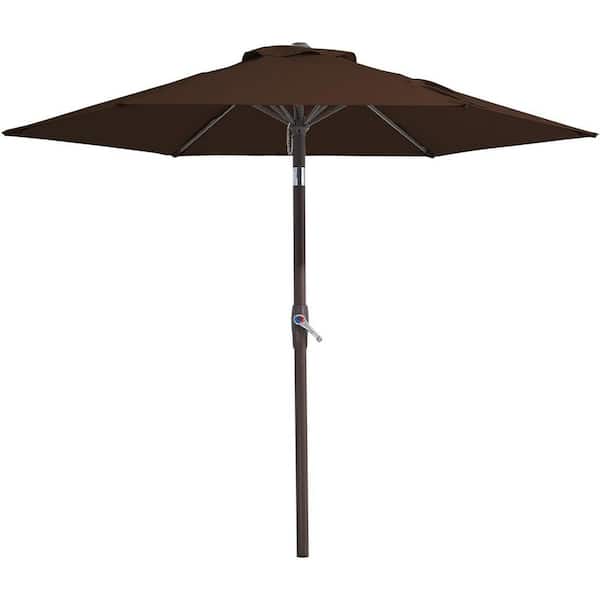Unbranded 7.5 ft. Iron Market Patio Umbrella in Brown with Push Button Tilt