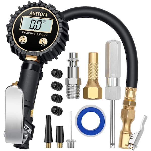 Digital Tire Inflator Gauge 250 PSI with Heavy Duty Air Chuck White