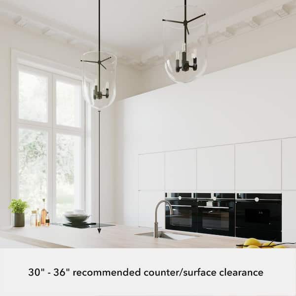 Hunter Sacha 3-Light Brushed Nickel Modern/Contemporary Clear Glass Urn LED Medium Hanging Pendant Light