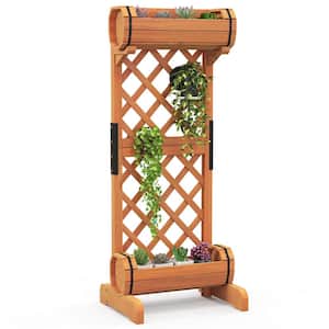 2-In-1 Raised Garden Bed with Trellis Removable Planter Boxes with Lattice Trellis 44.5 in. Vertical Wood Flower Bed