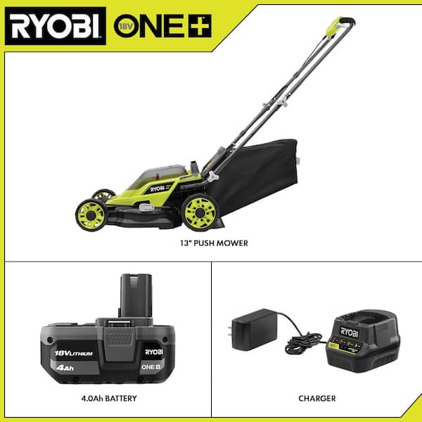 RYOBI ONE+ 18V 13 in. Cordless Battery Walk Behind Push Lawn Mower