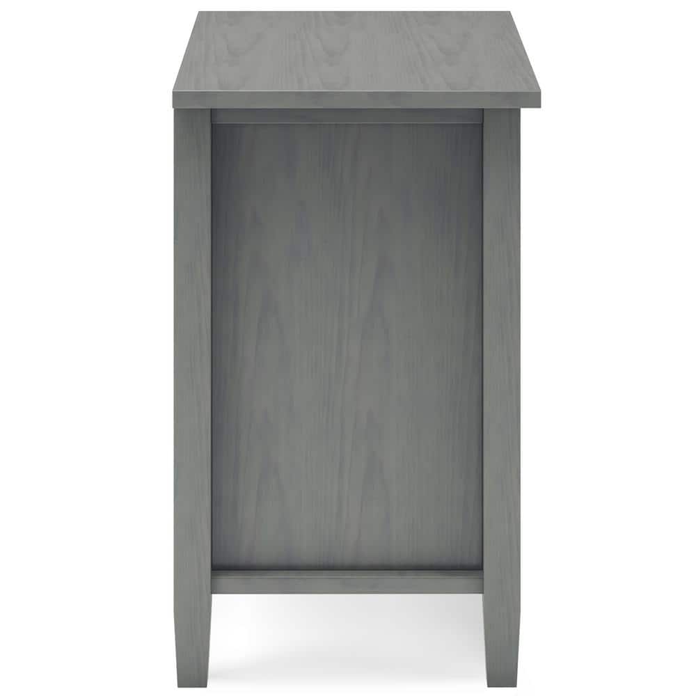 Fog Grey Solid Wood 2-Drawer Nightstand with Open Shelf